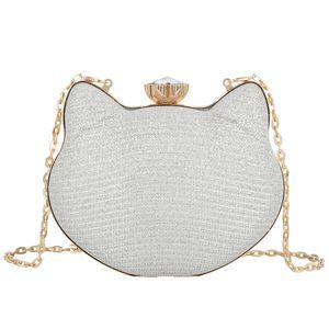 Cartoon Cat Shape Evening Bag Clutch Cute Cat Mini Tote Chain Shoulder :)